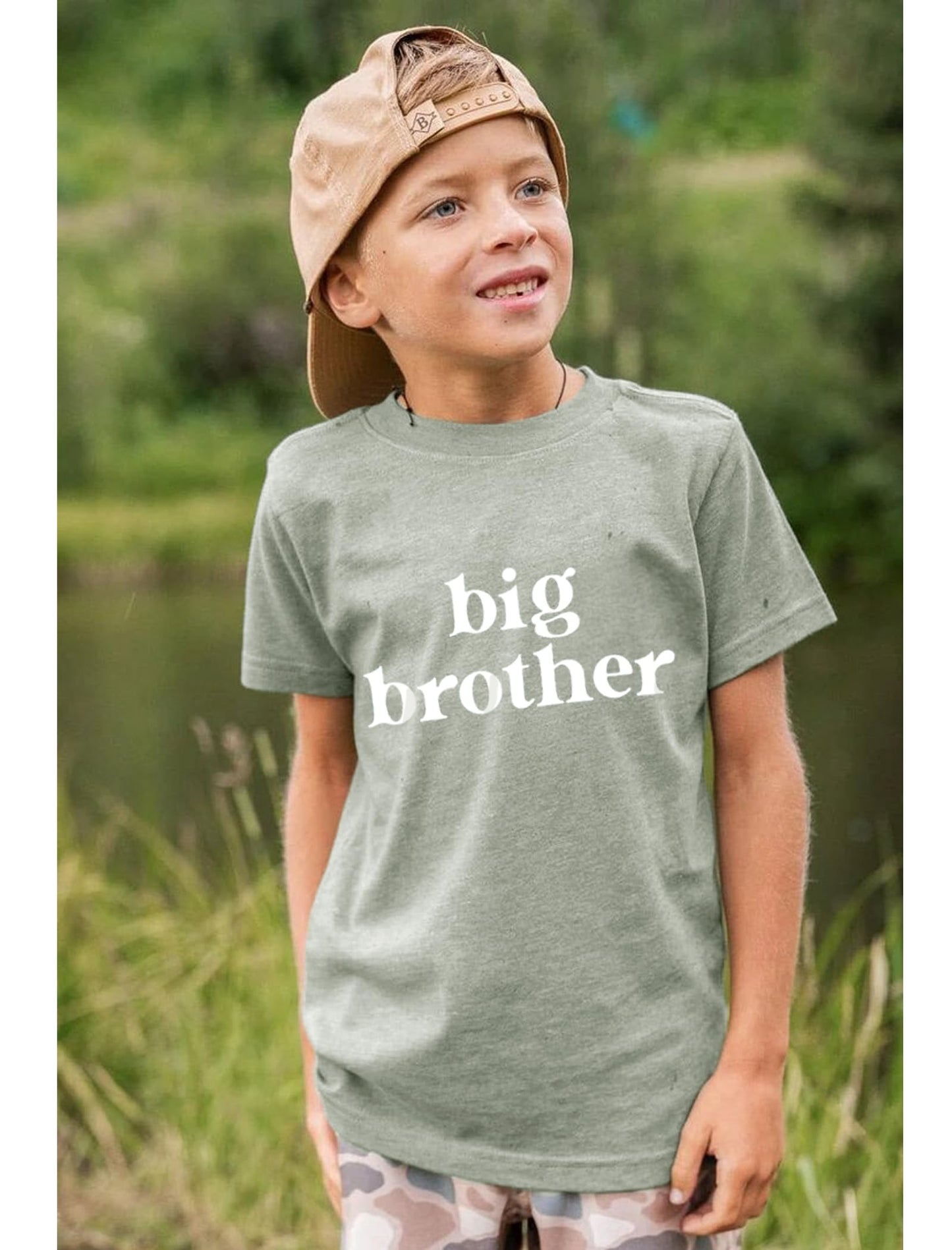 Sanixjoo Big Brother Toddler Shirt Baby Boy Promoted To Big Bro Sibling Reveal Shirt Big Brother Gifts For Toddler Boy(Sage Gree