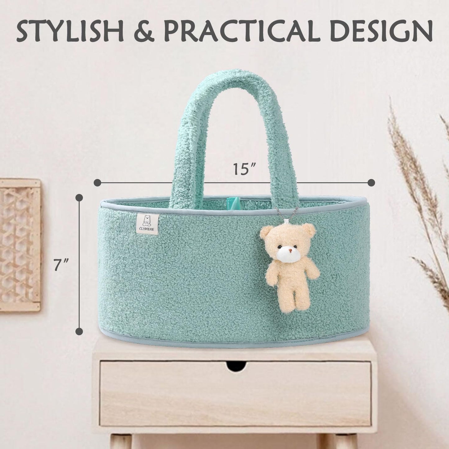 Clymene Baby Diaper Caddy Organizer, Nursery Storage Basket For Diapers And Wipes - Newborn Changing Table Essentials, Baby Gift