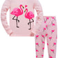 Popshion Little Girls Flamingos Pajamas Sets Toddler Long Sleeve Leggings Outfits 2 Piece For Kids 2-7 T(Flamingos-6217 4T)