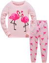 Popshion Little Girls Flamingos Pajamas Sets Toddler Long Sleeve Leggings Outfits 2 Piece For Kids 2-7 T(Flamingos-6217 4T)