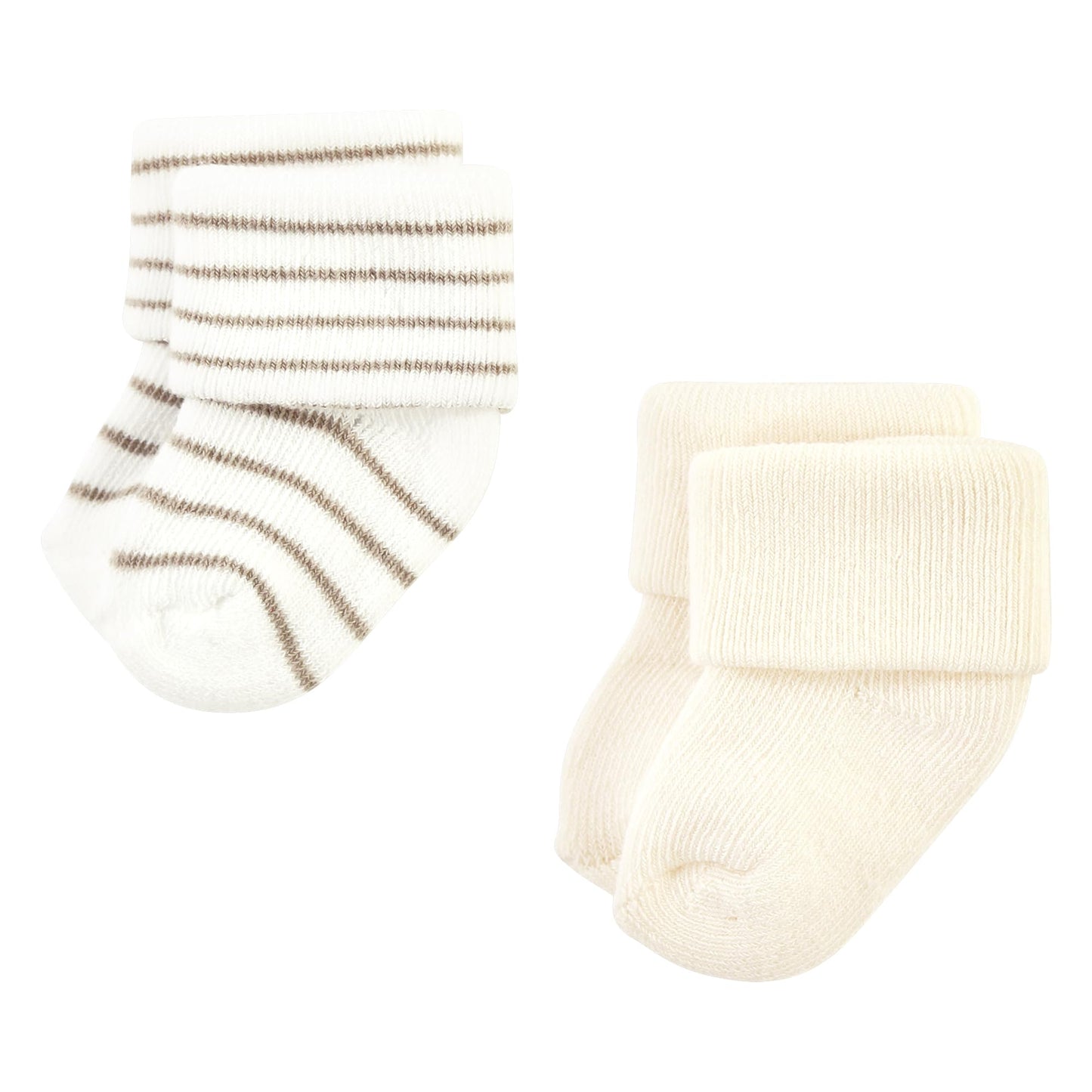 Hudson Baby Unisex Baby Cotton Rich Newborn And Terry Socks, Beige Stripe 12 Pack, 6-12 Months