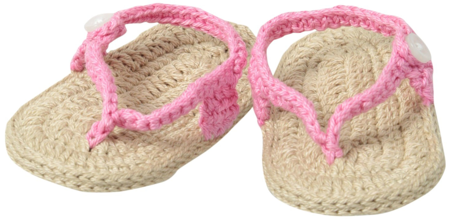 Jefferies Socks Unisex Baby Newborn My First Flip Flops Infant And Toddler Socks, Pink/Khaki, 1-3 Months Us