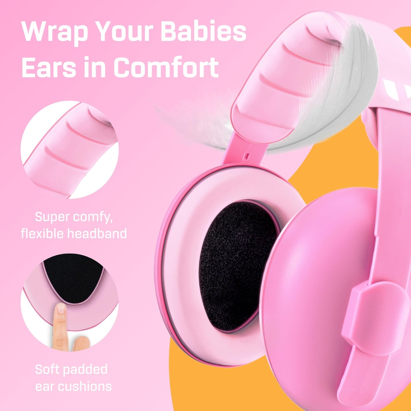 Vanderfields Baby Ear Protection Noise Cancelling Headphones For Babies, Toddlers, Infants 3 Months To 2 Years,Sweet Pink