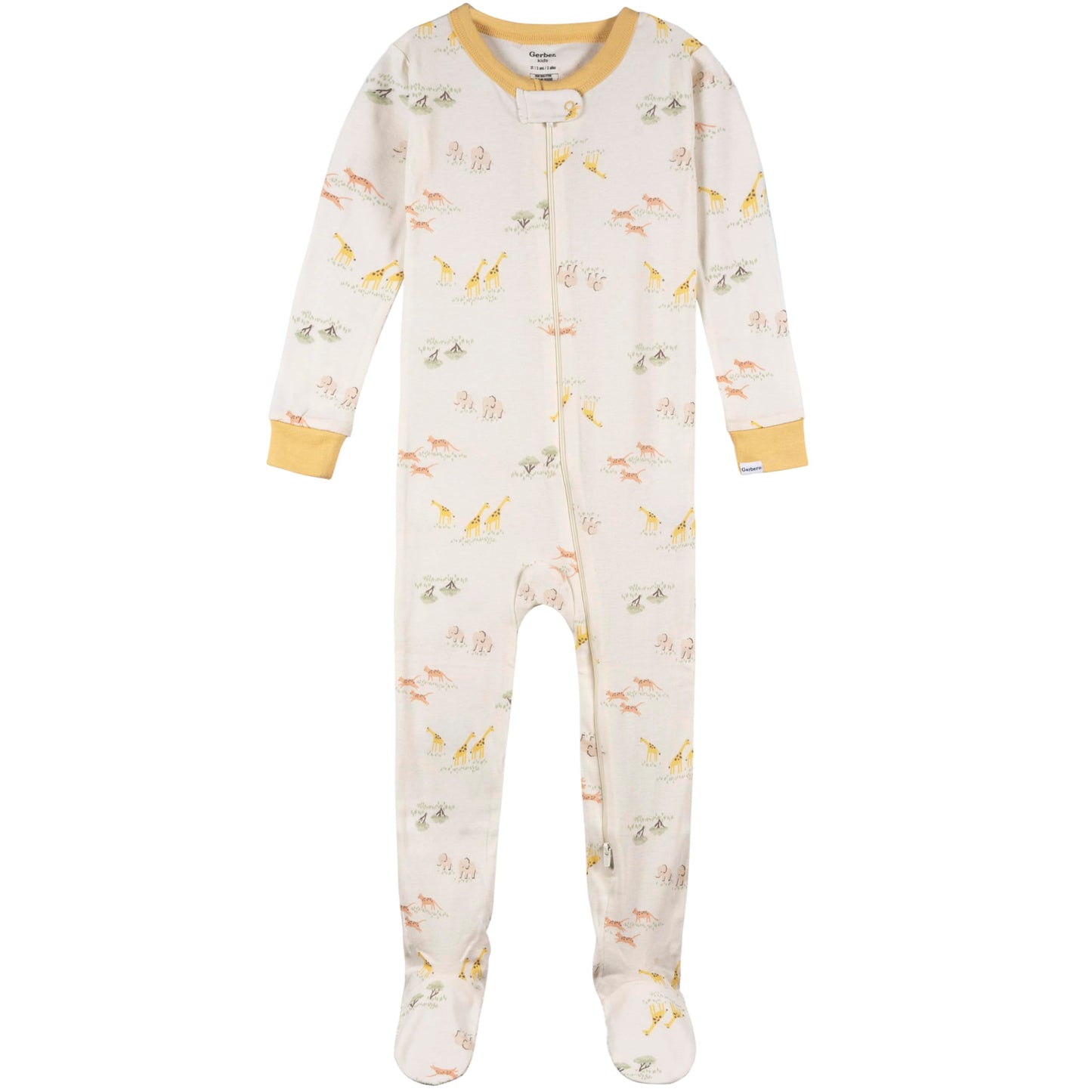 Gerber Unisex-Baby 2-Pack Footed Pajamas, Safari, 12 Months