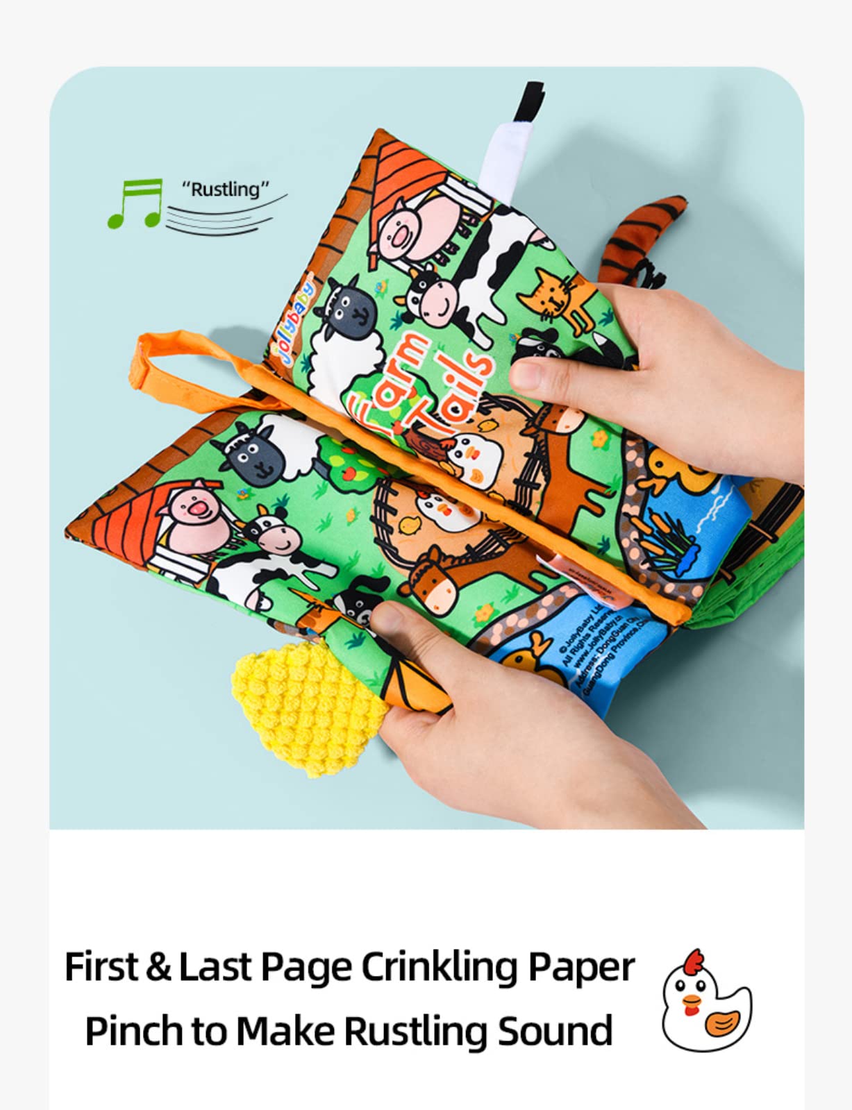 Jollybaby Baby Cloth Books, Touch & Feel Crinkle Soft Books, for Infants Babies, Toddler Early Educational Interactive Stroller
