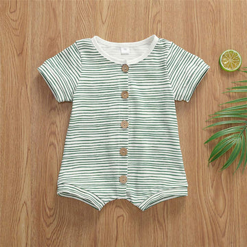 Iddolaka Newborn Summer Baby Boy Girl Romper Bodysuit Jumpsuit Playsuit One Piece Outfit Clothes (Short Sleeve Green White, 3-6