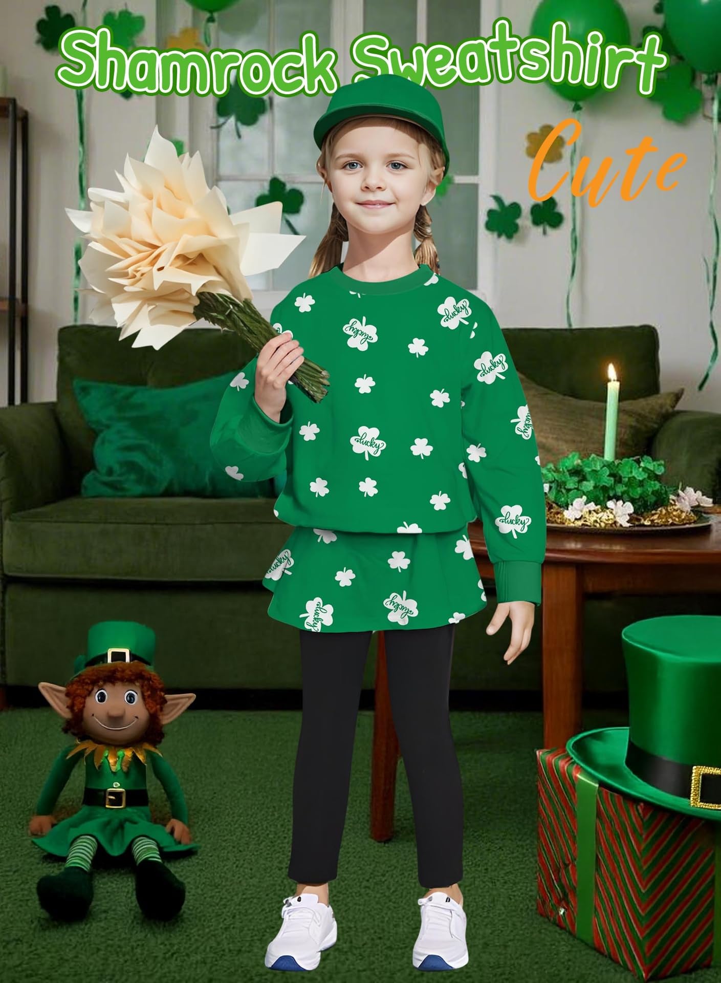 Bomdeals Adorable Cute Toddler Baby Girls Clothes Set,Long Sleeve T-Shirt +Pants Outfit(Green,120,2141B)