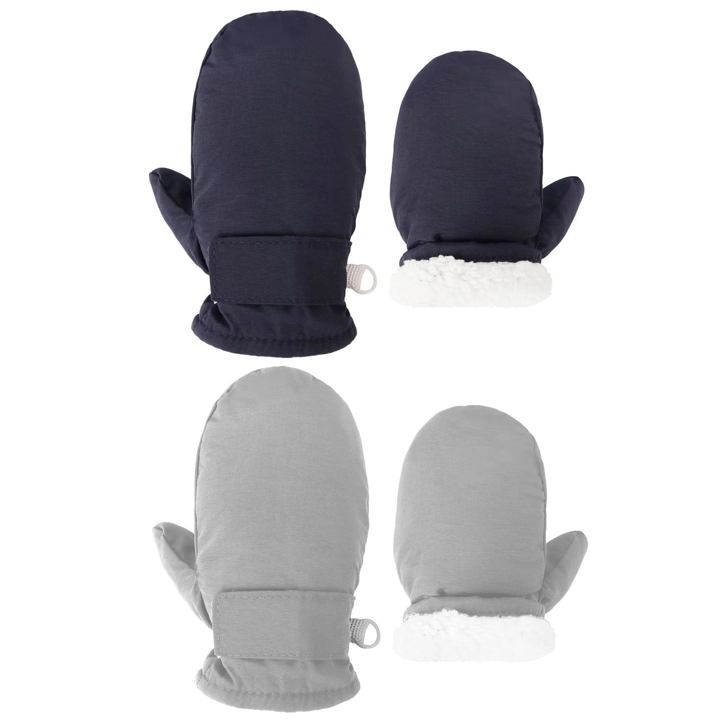 Fynnsure Toddler Mittens Baby Waterproof Snow Gloves Kids Ski Snow Gloves Cold Weather Mittens For Boys Girls Solid Navy&Gray 1-