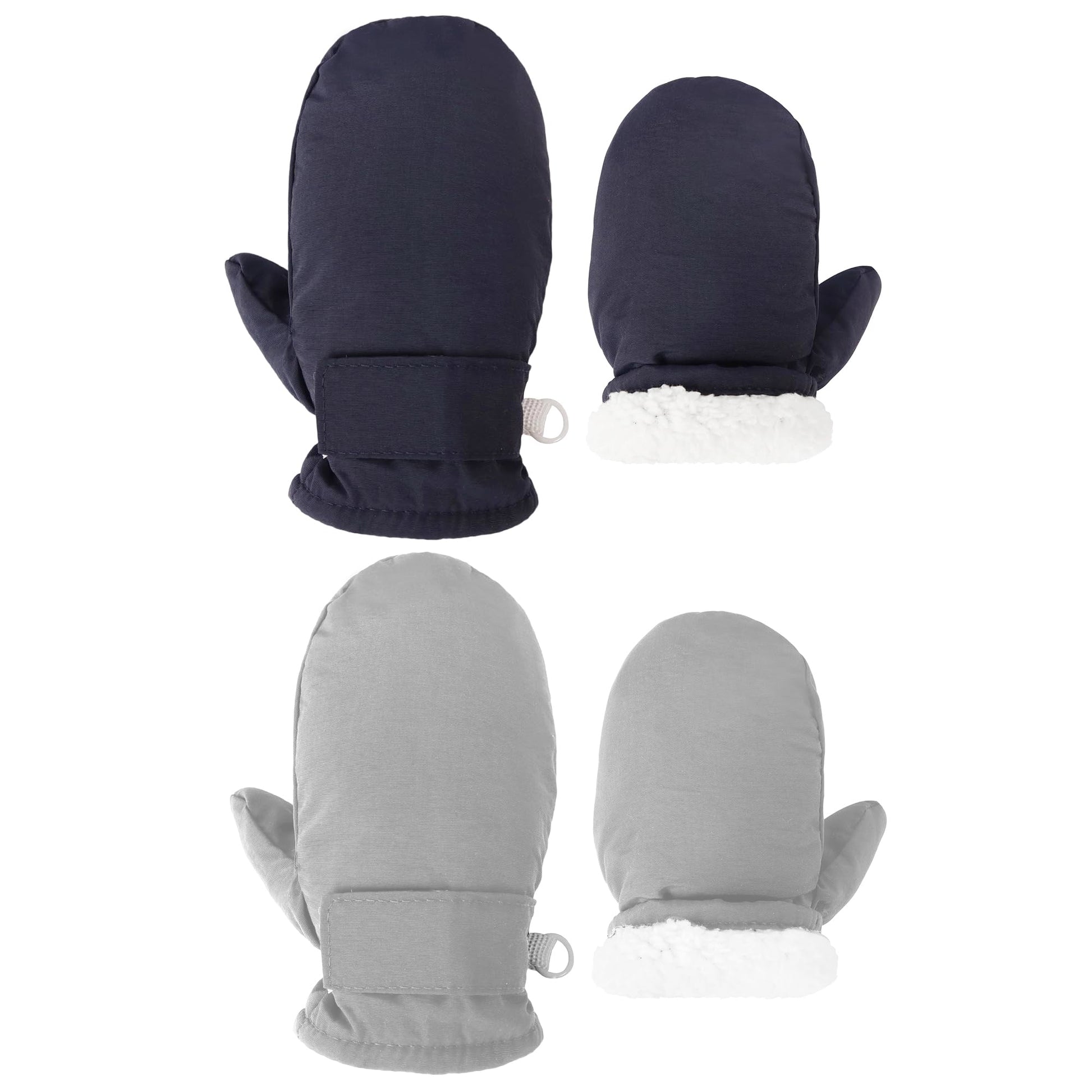 Fynnsure Toddler Mittens Baby Waterproof Snow Gloves Kids Ski Snow Gloves Cold Weather Mittens For Boys Girls Solid Navy&Gray 1-