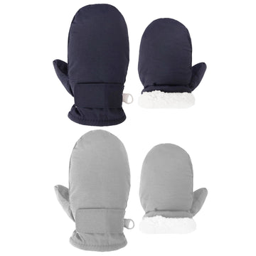 Fynnsure Toddler Mittens Baby Waterproof Snow Gloves Kids Ski Snow Gloves Cold Weather Mittens For Boys Girls Solid Navy&Gray 1-