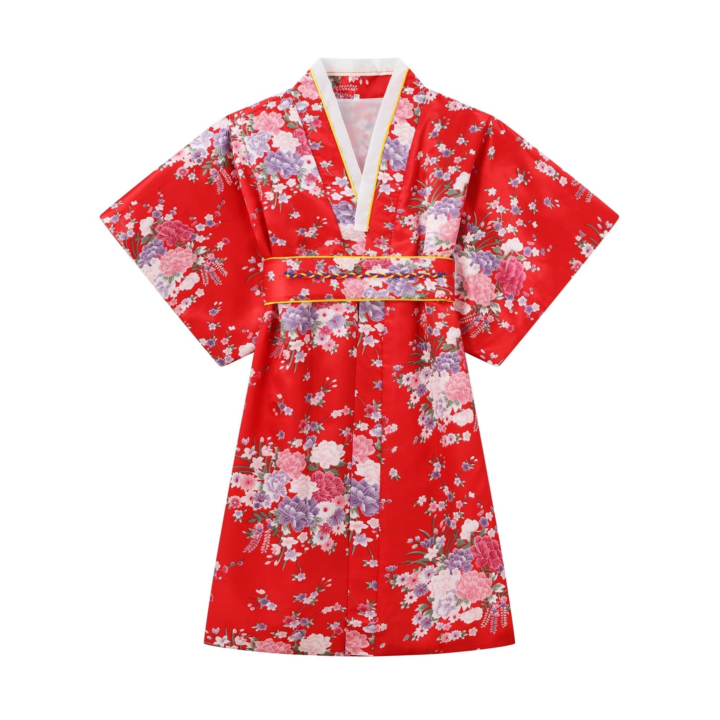 Cutey May Japanese Traditional Dress For Girls Costume Kimono For Kids Set (Red, 10-12Years(150Cm))
