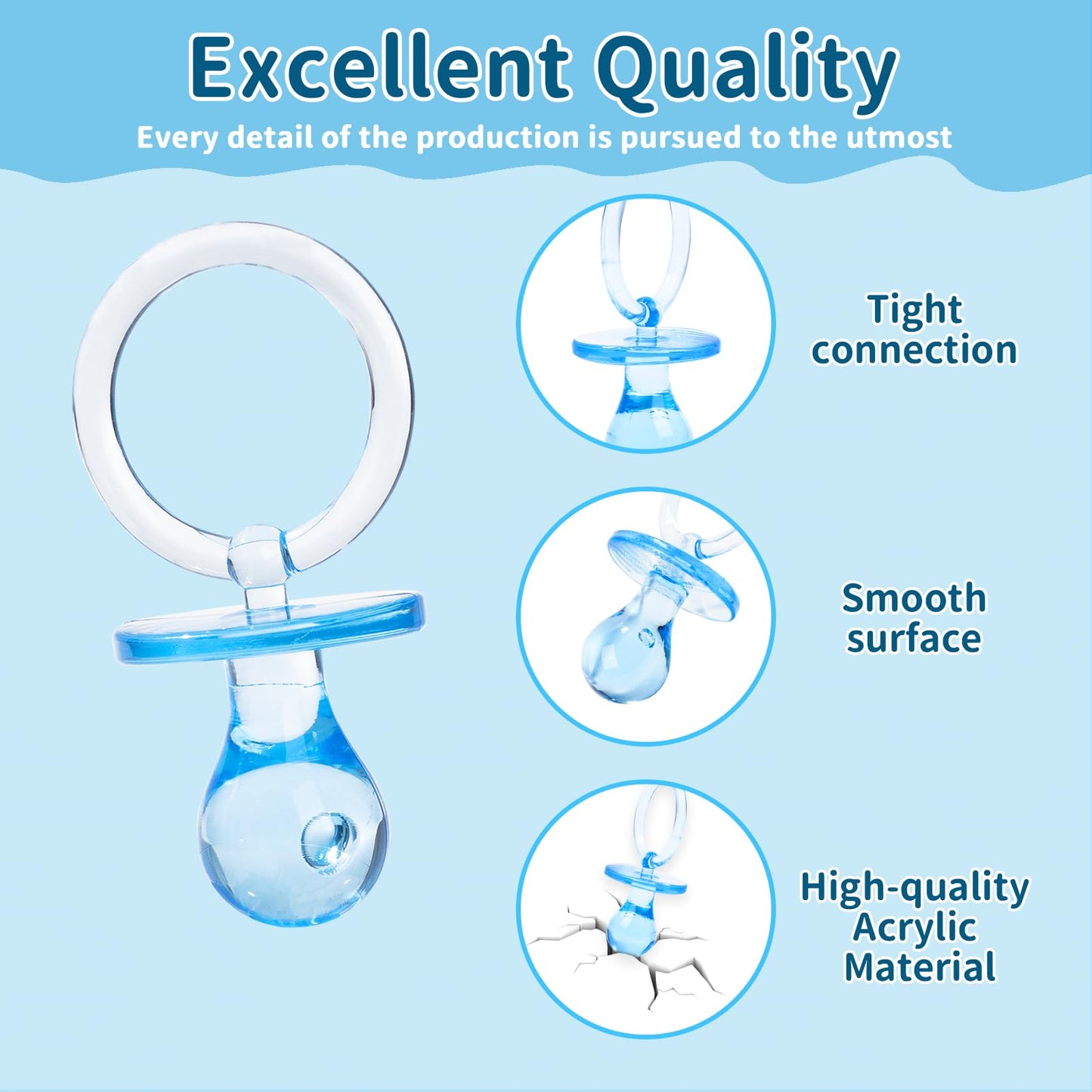 72 Pcs Baby Shower Pacifiers, 2.75 Plastic Pacifiers For Baby Shower Game, Baby Shower Decoration Diy, Gender Reveal Party Table