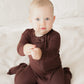 Vaenait Baby Toddler Boys Girls Solid Footie Pajama Cozy Modal Darkbrown 12M
