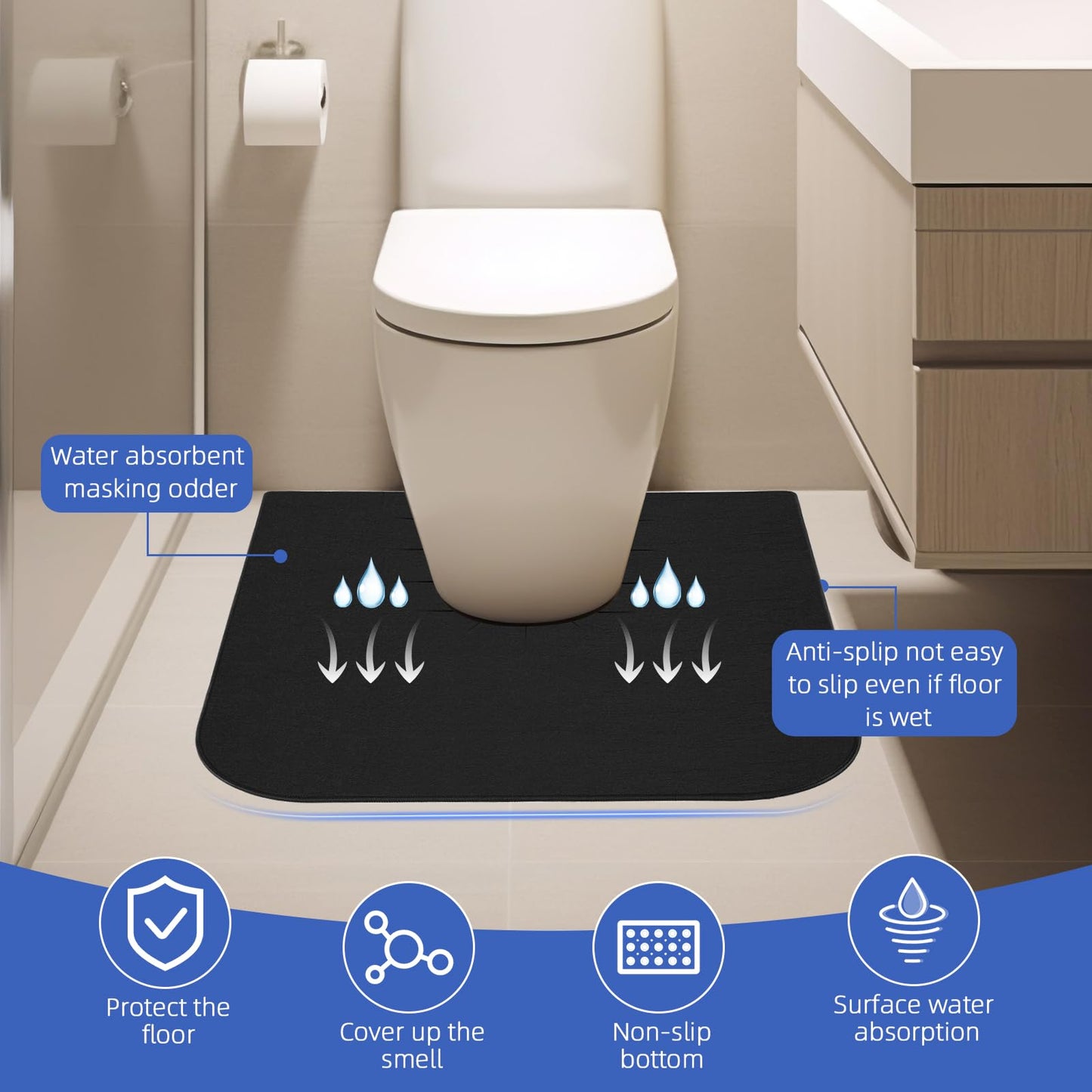 Upgrade Round Commode Potty Training Mats For Boys, Toilet Training Mats, Potty Training Toilet Rugs, Toilet Rugs U Shaped Washa