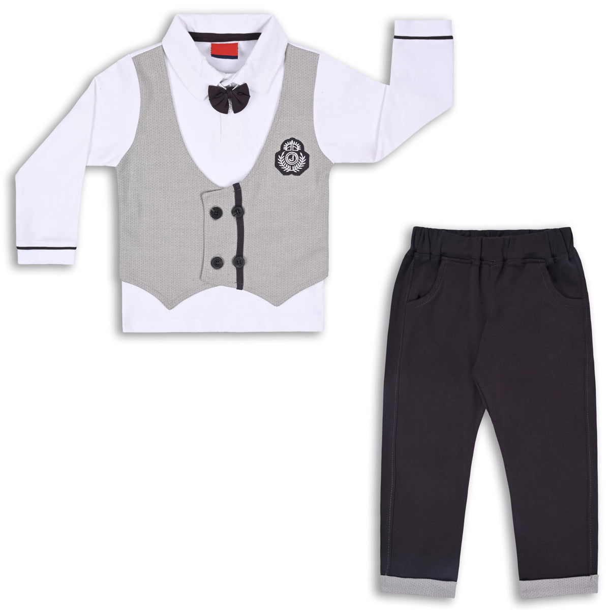 Wish Karo Cotton Blend Shirt With Attached Waistcoat And Pant For Baby Boys (Btp697Bwn_Brown_03Mths)
