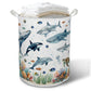 TAZSWDMM Ocean Animal Nursery Laundry Basket Hamper, Coastal Beach Fish Whale Turtle Foldable Clothes Toys Books Storage Box Bin