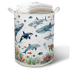 TAZSWDMM Ocean Animal Nursery Laundry Basket Hamper, Coastal Beach Fish Whale Turtle Foldable Clothes Toys Books Storage Box Bin
