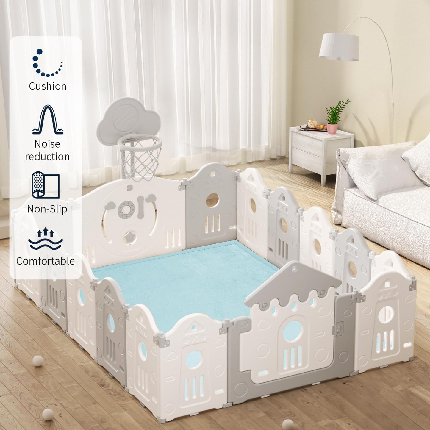 Acomopack Baby Play Mat For Floor 1.3' Thick Memory Foam Play Mat 79'  118' Tummy Time Mat Playpen Mat With Non-Slip Bottom F