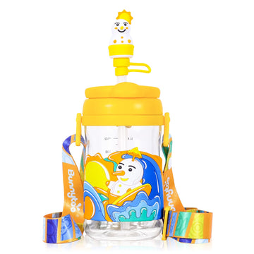 Bunnytoo Baby Sippy Cup With Straw & Spout,Transition Bottle For 1 Year Old,Spill Proof Toddlers Cup With Shoulder Strap & Dust