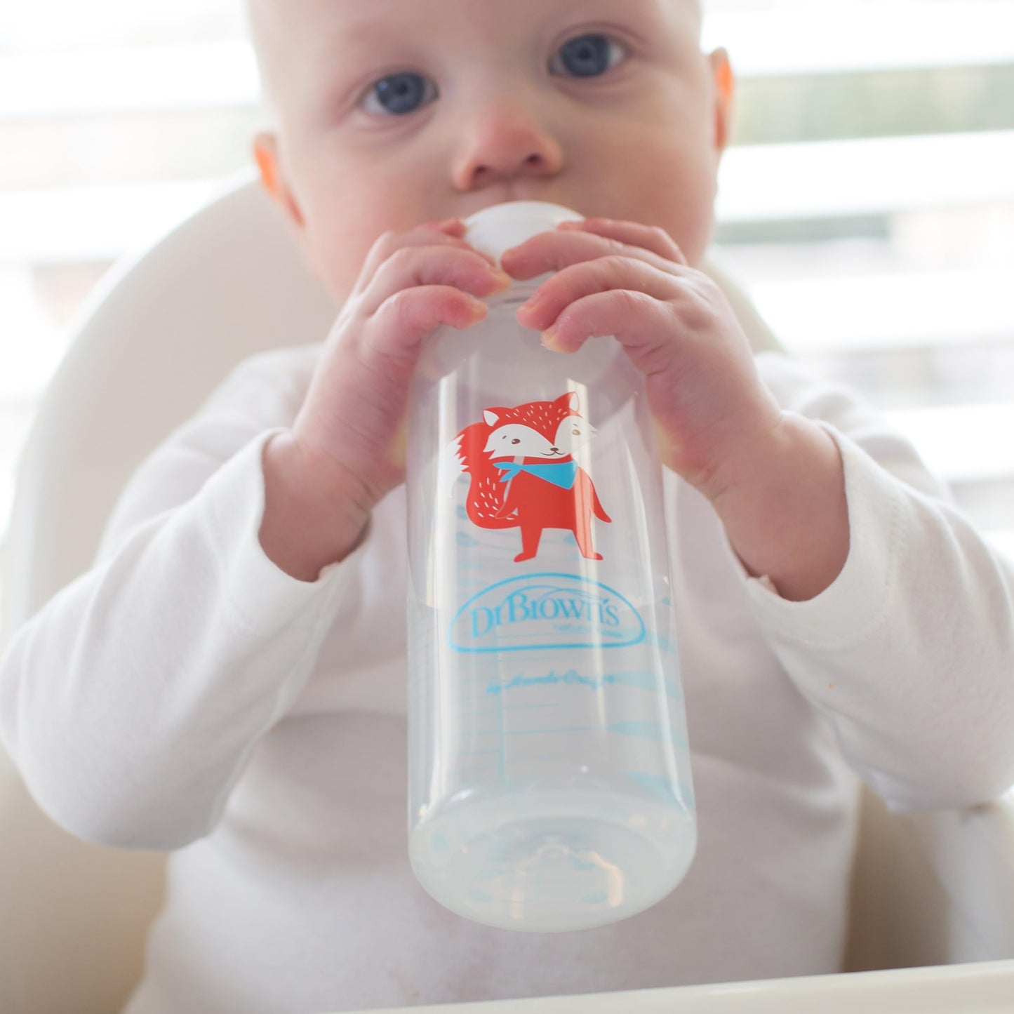 Dr. Browns Milestones Narrow Sippy Bottle, 100% Silicone Soft Sippy Spout, 8Oz/250Ml, Fox, 6M+