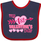 Inktastic My First Valentine 'S Day With Pink Heart And Arrow Baby Bib Navy And Red 39970