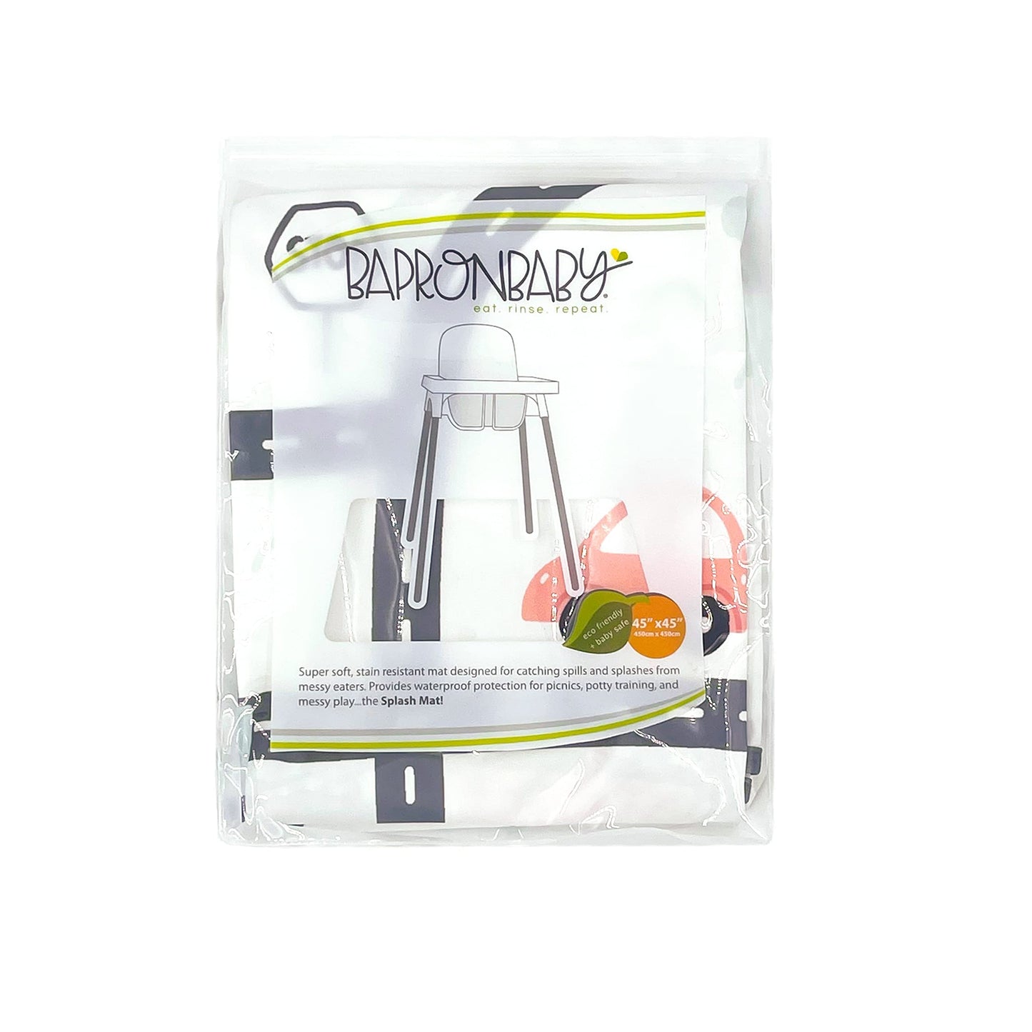 Bapronbaby Tiny Town Splash Mat - Waterproof Catch-All For Under High Chairs, Floors, Tables, Playtime Or Arts & Crafts - Machin
