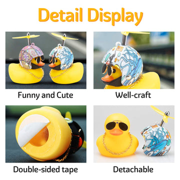 wonuu Rubber Duck Car Decorations Cute Yellow Duck Car Dashboard Ornaments with Propeller (Underwater World)