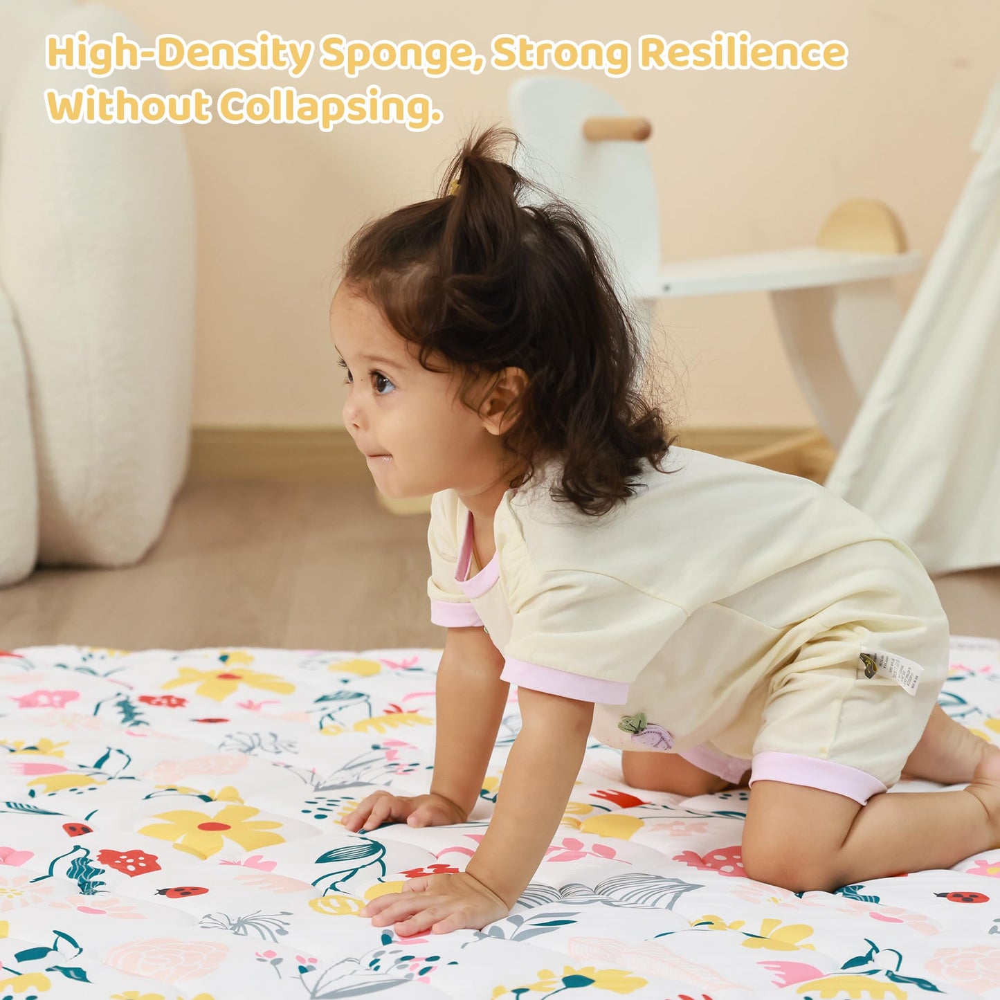 Lasoftan Baby Play Mat, Extra Thicker & Large Baby Mat For Floor, Soft Non-Slip Cushioned Play Mats For Babies, Toddlers, Foldab