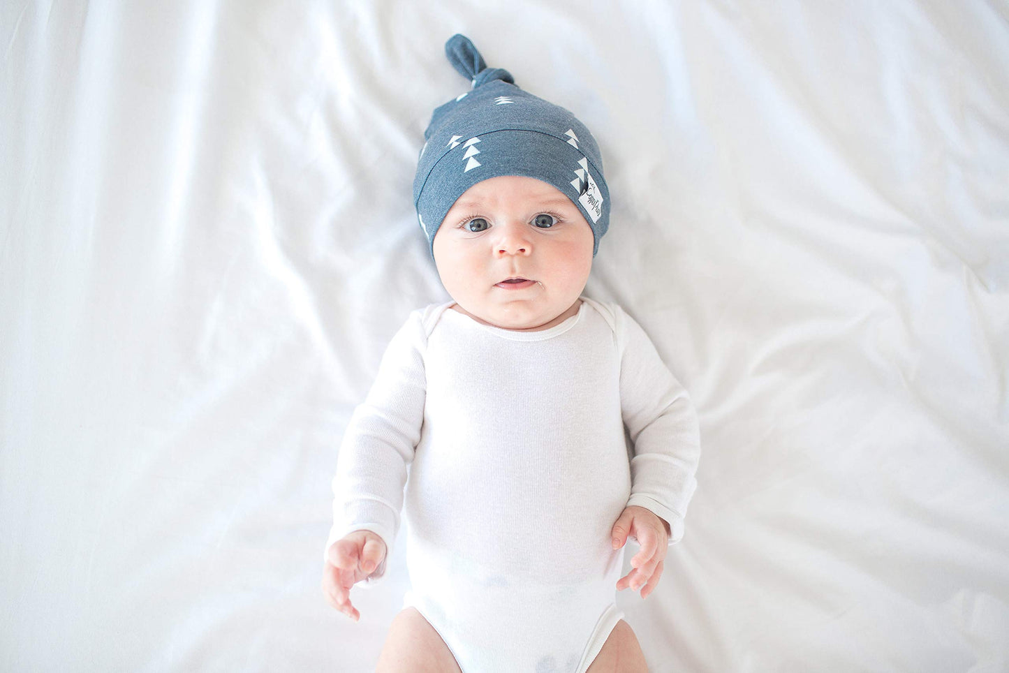Copper Pearl Baby Beanie Hat Top Knot Stretchy Soft North