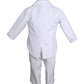 Baby Boys Formal White Poly Cotton 5 Piece Classic Tux Set With Tail - 6M