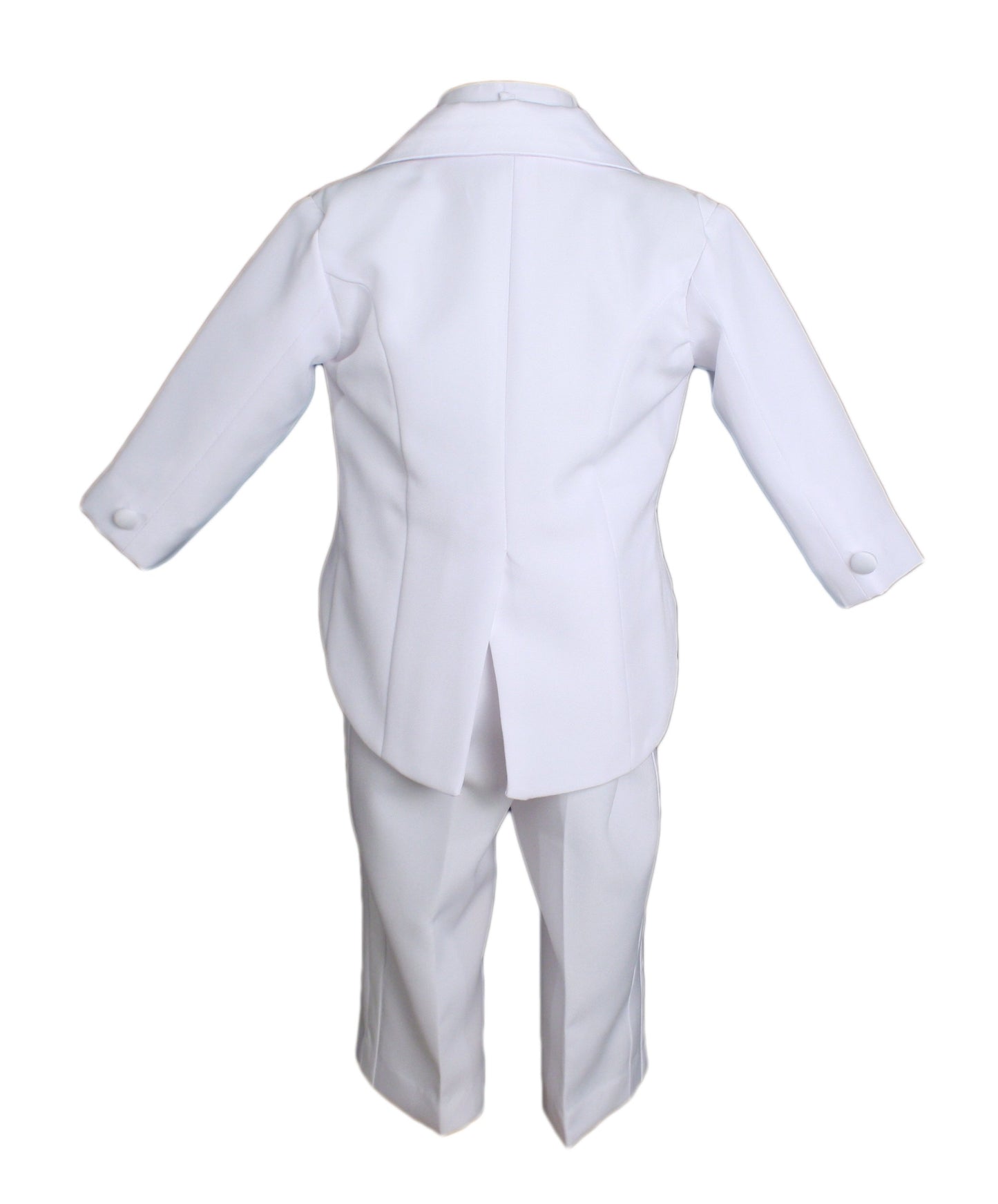Baby Boys Formal White Poly Cotton 5 Piece Classic Tux Set With Tail - 6M