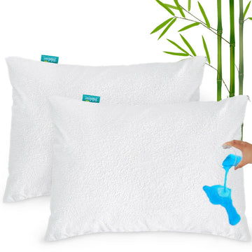 Toddler Pillowcase Protector 2 Pack, Waterproof Pillowcase Cover, Viscose Made From Bamboo Travel Pillow Case Cover With Zipper,