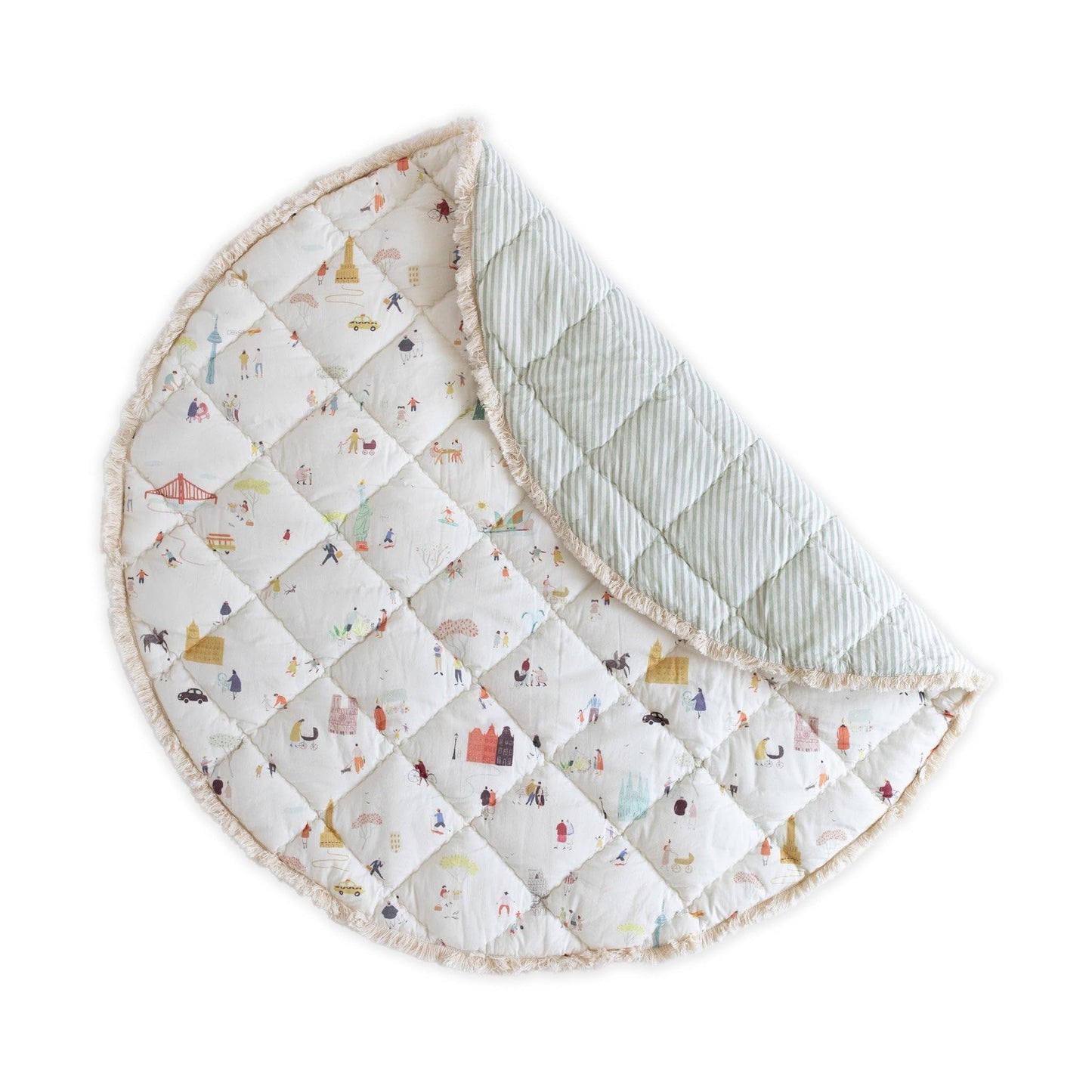 Pehr Baby Play Mat, Explore the World | Ultra-Soft Quilted 100% Cotton Exterior with Plush Polyester Fiberfill | 40 Diameter