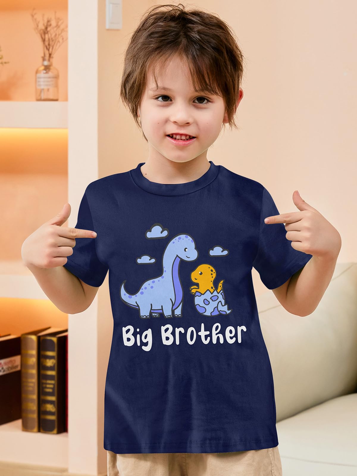 Funnycokid Big Brother Shirt 5T 4T Dinosaur Little Boys Promoted To Big Brother Blue Size 5 Pregnancy Announcement Gifts For Boy