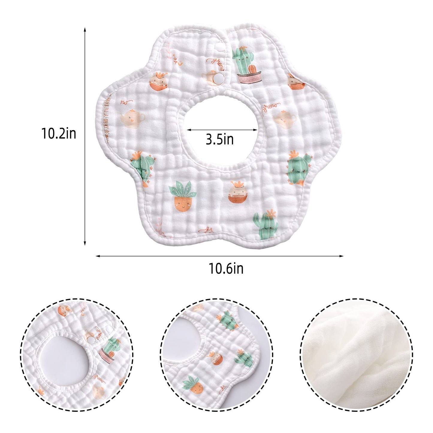 Merlinae Muslin Bibs, 6Pc Baby Bandana Newborn Drool Bibs For Teething And Drooling 360 Rotate