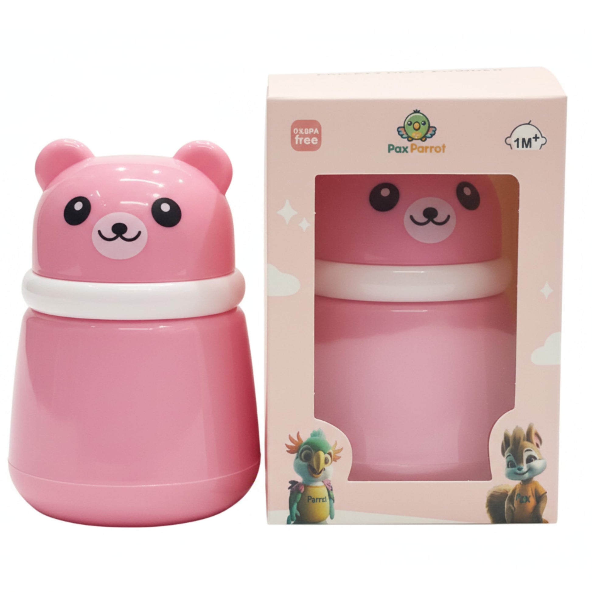 Pax Parrot Baby Powder Puff Box  Bear Design | Refillable Dispenser With Soft Applicator For Newborns & Infants | Compact & Tra