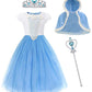 Myzls Cinderella Princess Dress Girls Snow White Fancy Party Costume Halloween Dress Up Outfit Size 120, 4-5 Years,Blue