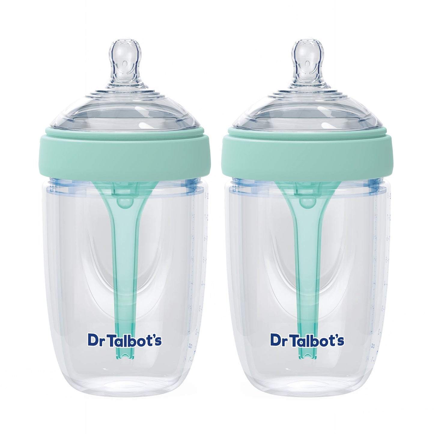 Dr. Talbots Silicone Anti-Colic Bottles - Self-Sterilizing Baby Bottles for Newborns - (2-Pack) 8 oz - Aqua