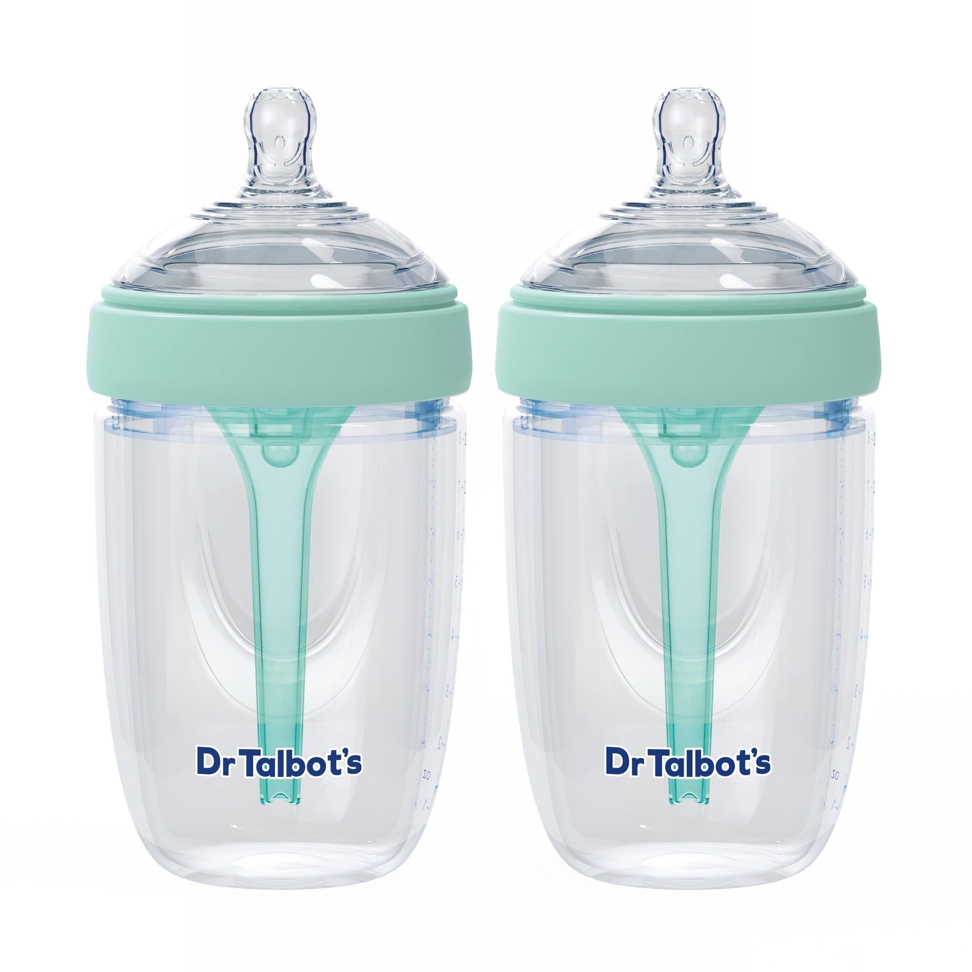 Dr. Talbots Silicone Anti-Colic Bottles - Self-Sterilizing Baby Bottles for Newborns - (2-Pack) 8 oz - Aqua