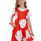 Tbrand Hawaiian Princess Dress Costume For Girls Red Lilo Leaf Dress Kid Summer Party Wear 7-8T