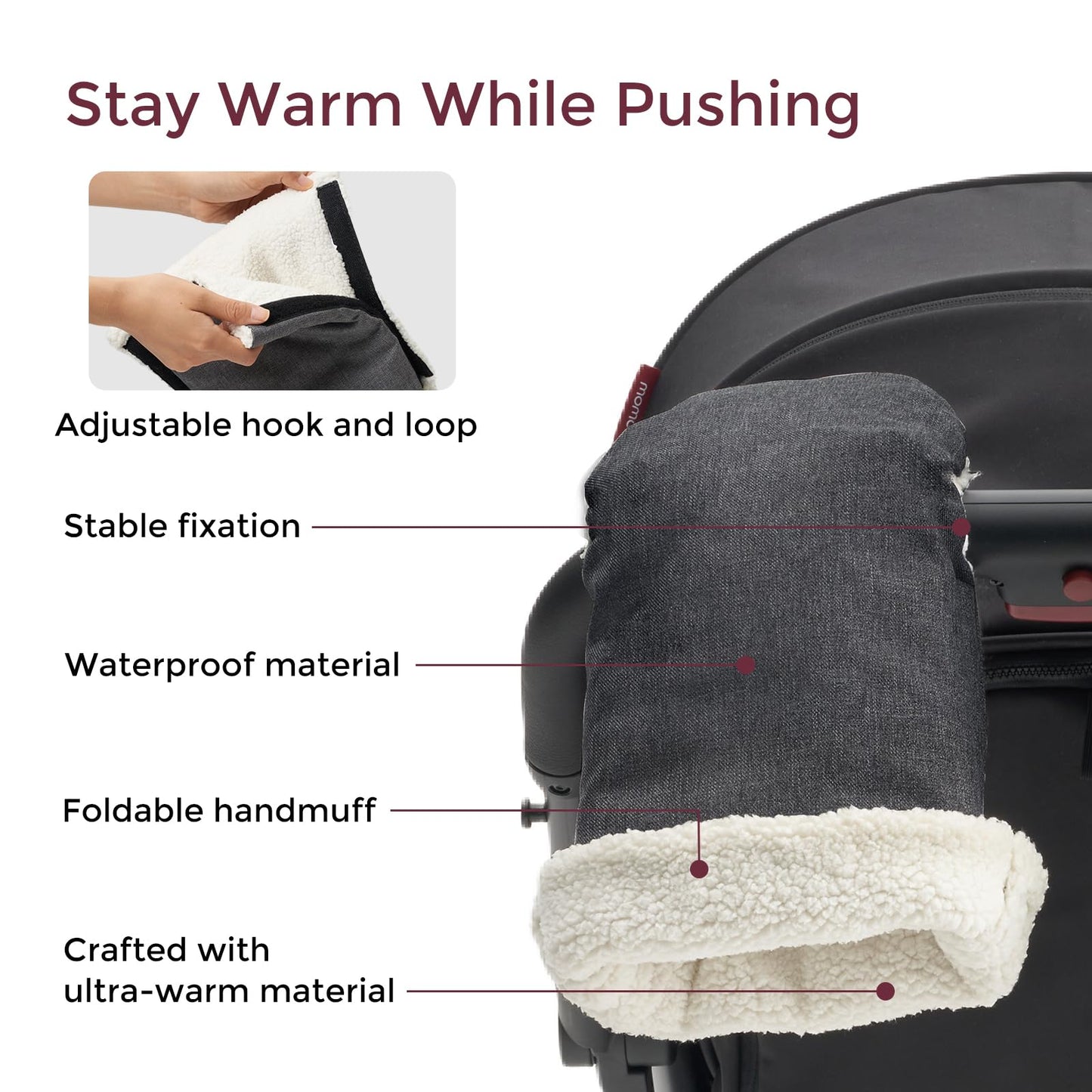 Momcozy Stroller Gloves Warmmuffs | Universal Winter Anti-Freeze Stroller Mittens | Winter Handmuff Stroller Accessories | Ultra