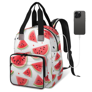 KOBLEN Sweet Watermelon Diaper Bag Backpack Baby Essentials Travel Tote Bag with Insulated Pockets Multi-functional Diaper Bags 