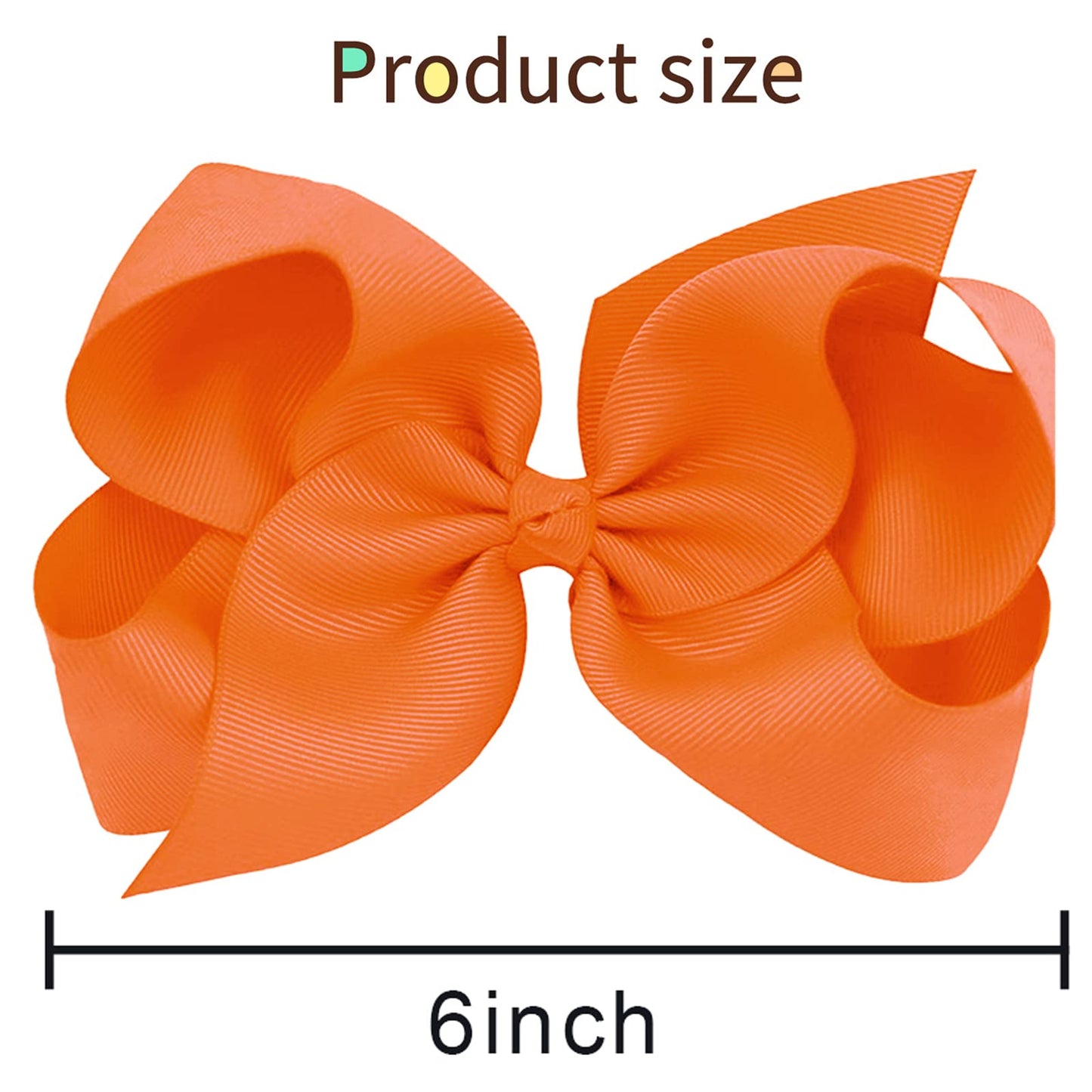 Oaoleer Big Hair Bows For Girls 12 Pcs 6 ' Orange Grosgrain Ribbon Large Boutique Bow Alligator Clips Hair Accessories For Todd
