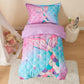 Suchbed Mermaid Tail Toddler Bedding Set Crib Bedding Set For Girls 4 Pieces With Toddler Comforter, Toddler Bed Sheets, Pillowc