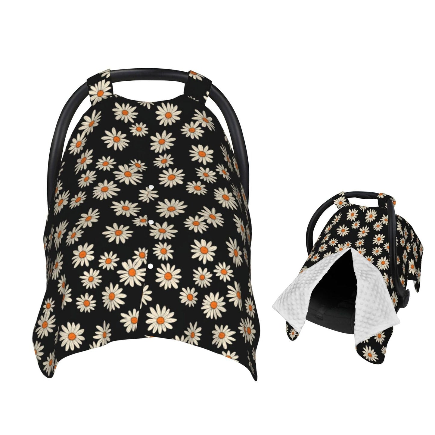 Muishi Hand Drawn White Daisy Baby Car Seat Canopy Nursing Cover for Newborn Car Seat Breastfeeding Covers Blanket Newborn Showe