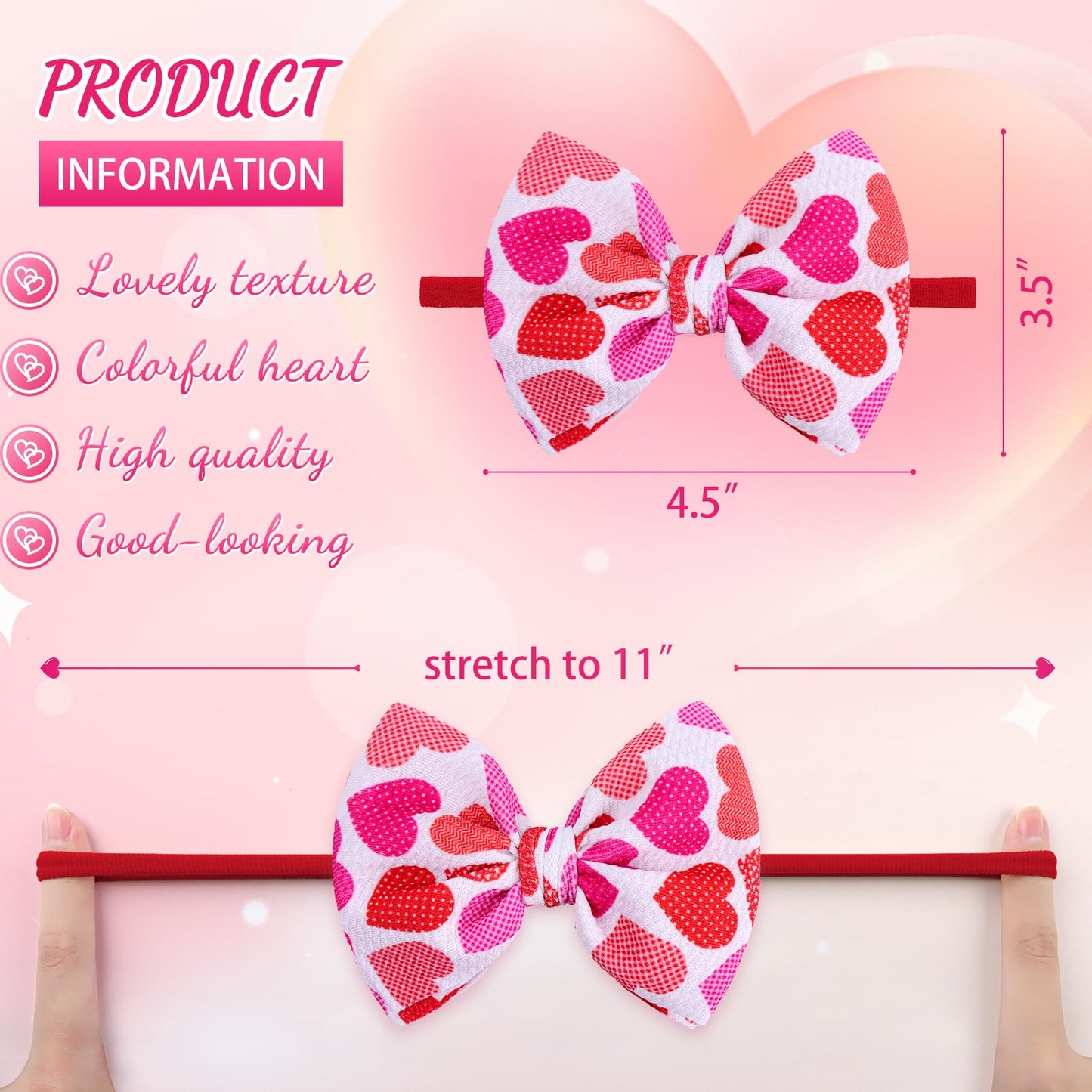 Yanjie Valentines Baby Headband Bows Infant Headband Newborn Girls Valentines Day Hairband Hair Accessories Bows Love Headband P