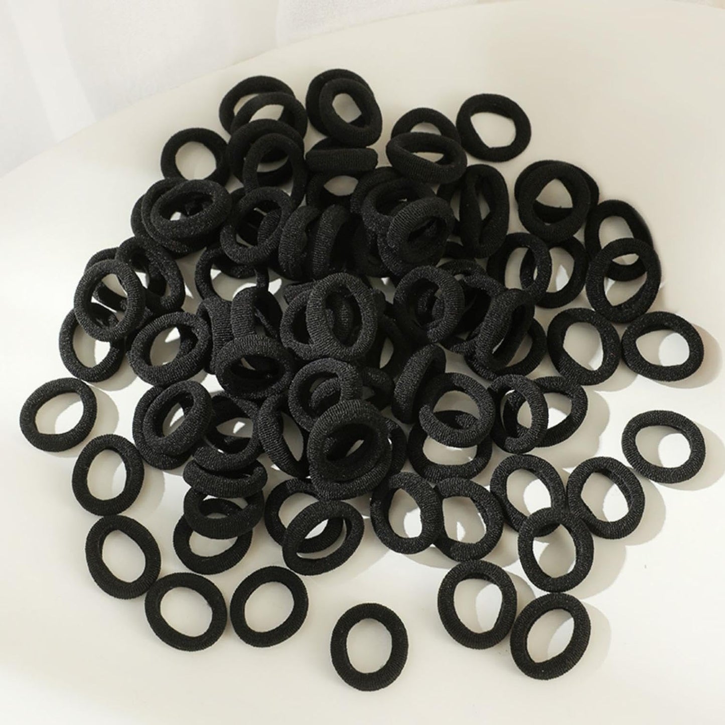 Tesvyns 200Pcs Baby Hair Ties Cotton Toddler Hair Ties For Girls And Kids, Kids Seamless Hair Bands Ponytail Holders(Black)