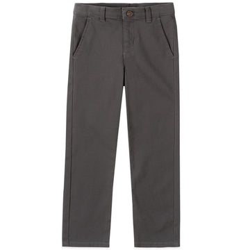Izod Boys School Uniform Flat Front Twill Pants Khakis, Gray, 16 Husky