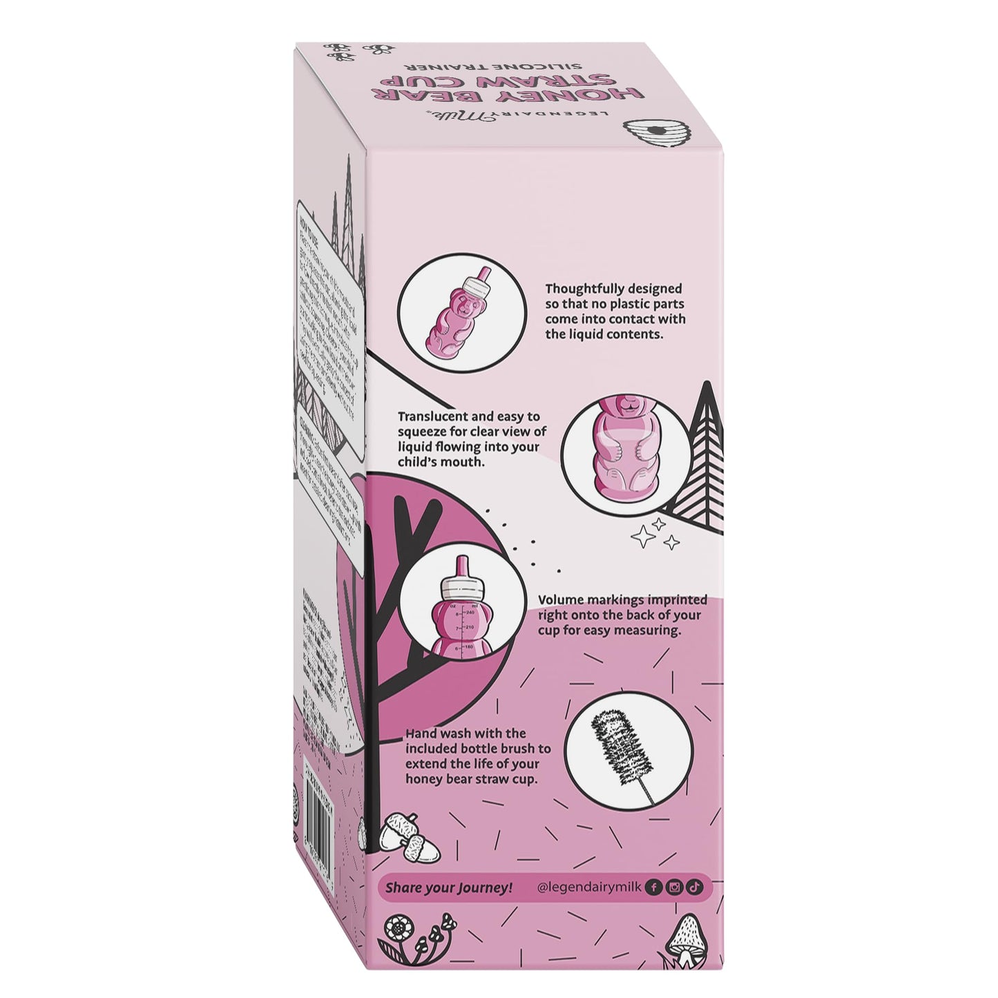Legendairy Milk Honey Bear Straw Cup Silicone For Babies (Pink), 8 Oz. Dishwasher Safe Baby Straw Cup, Food Grade Silicone, Hone