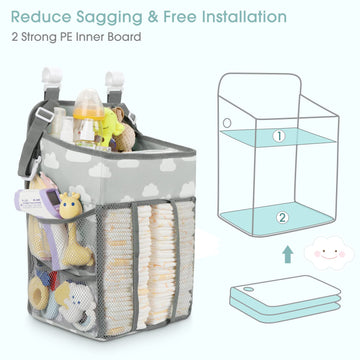 Maliton Hanging Diaper Caddy Organizer - Diaper Stacker For Changing Table, Crib, Playard Or Wall & Nursery Organization Baby Sh